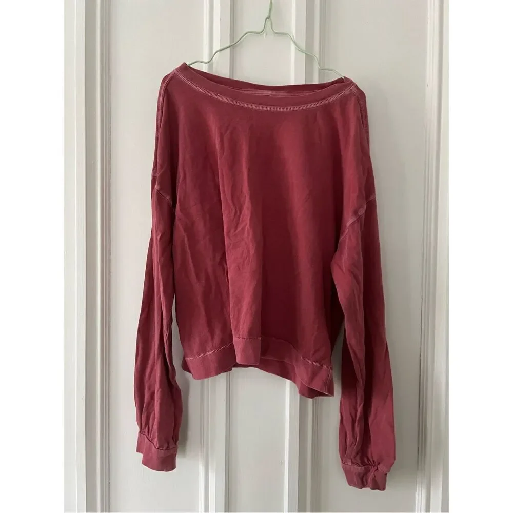 Old Navy distressed brick rec/ pink long sleeve cropped t-shirt XL